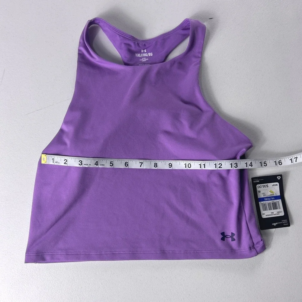 Under‎ Armour Girls YXL Motion Crop Tank Top 2-Pack Purple Pink High Neck NEW